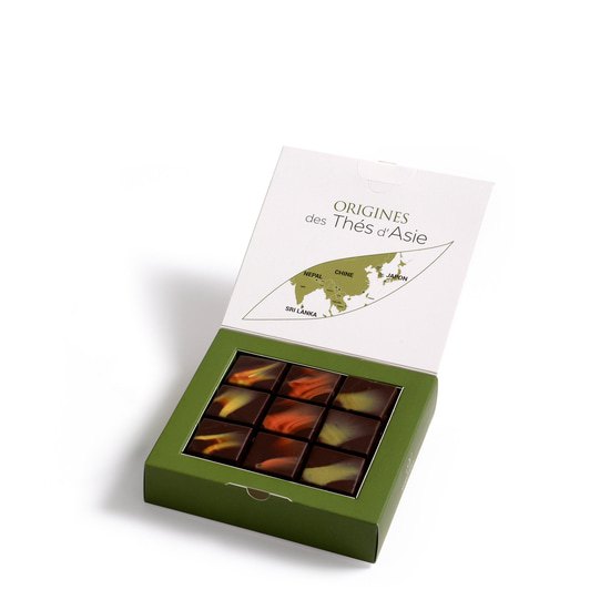 Assortiment Chocolats Noir Ganaches Thés d'Asie 18 Chocolats Assortiment Chocolats Noir Ganaches Thés d'Asie 18 Chocolats