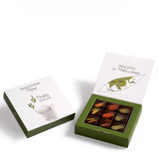 Assortiment Chocolats Noir Ganaches Thés d'Asie 18 Chocolats Assortiment Chocolats Noir Ganaches Thés d'Asie 18 Chocolats