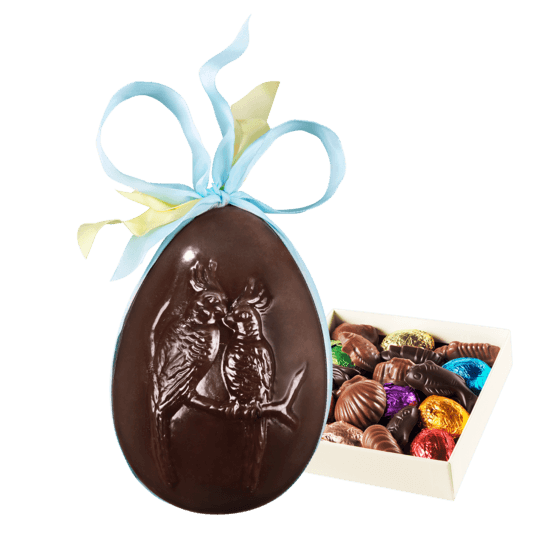 Palomas Œuf de Pâques Noir, Garni Perruches 15cm + Coffret de Garniture