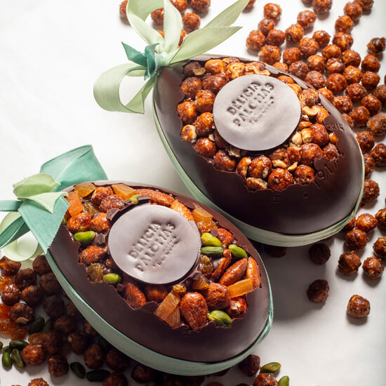 Oeuf de Pâques Chocolat Noir, Incrustation 15cm