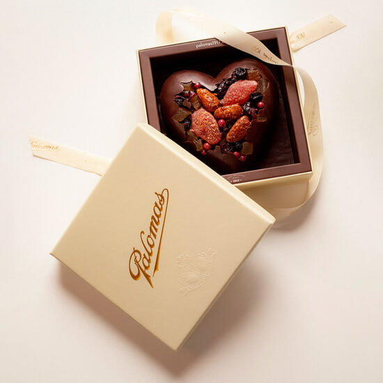 Cœur Incrustation Chocolat Noir Saint-Valentin Coffret