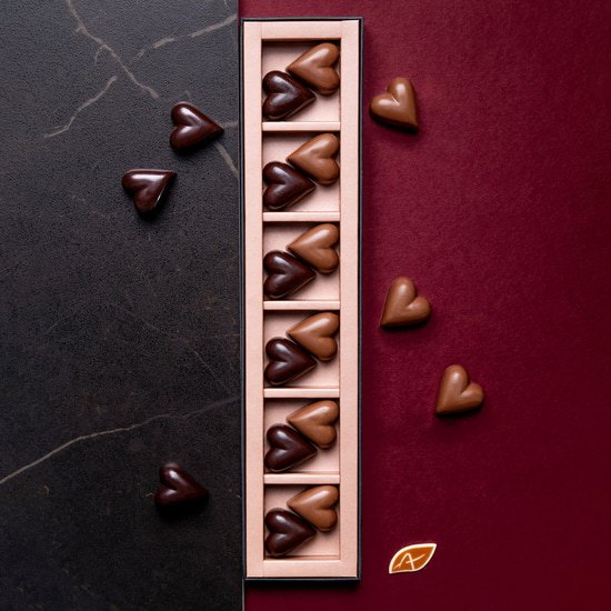 Coeurs Praliné Chocolat 6x2 Coeurs