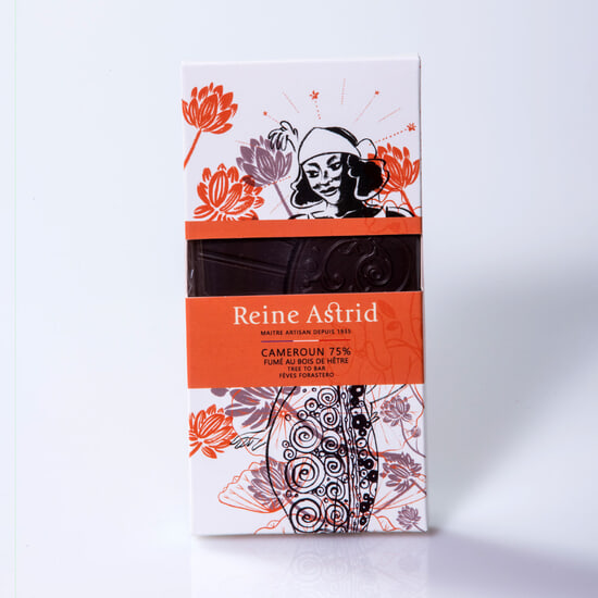 A La Reine Astrid Tablette Chocolat Noir 75% Cameroun Fumé 75g
