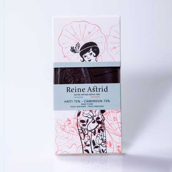 A La Reine Astrid Tablette Chocolat Noir 75% Haïti Cameroun 75g