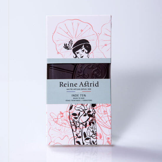 A La Reine Astrid Tablette Chocolat Noir 75% Inde Bio 75g