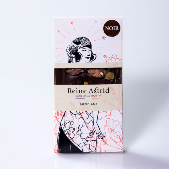 A La Reine Astrid Tablette Chocolat Noir 60% Mendiant 100g A La Reine Astrid Tablette Chocolat Noir 60% Mendiant 100g