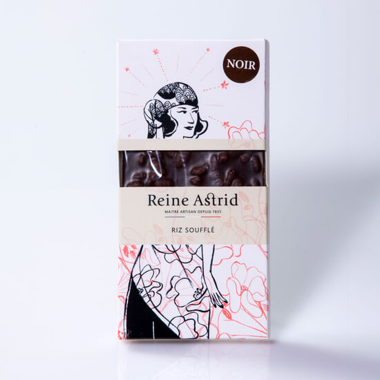 A La Reine Astrid Tablette Chocolat Noir 60% Riz soufflé 75g A La Reine Astrid Tablette Chocolat Noir 60% Riz soufflé 75g