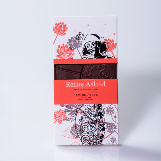 A La Reine Astrid Tablette Chocolat Lait 45% Cameroun 75g