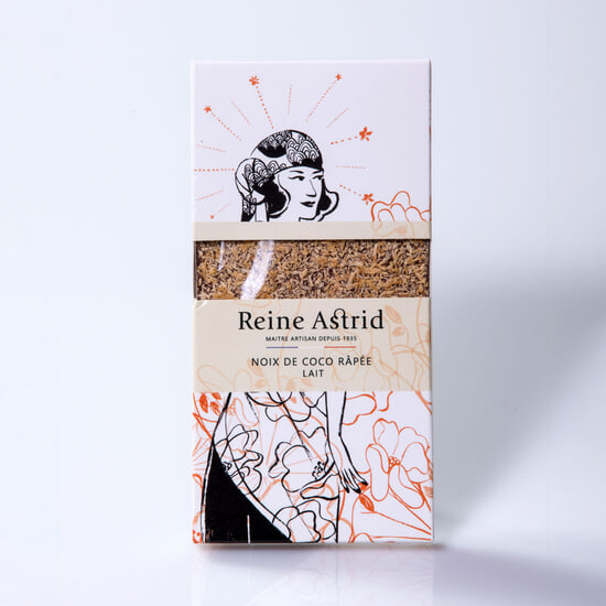 A La Reine Astrid Tablette Chocolat Lait 43% Noix de Coco 75g