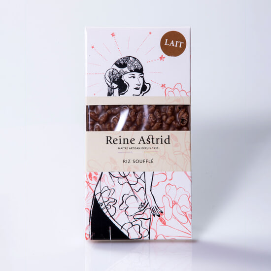 A La Reine Astrid Tablette Chocolat Lait 42% Riz soufflé 75g