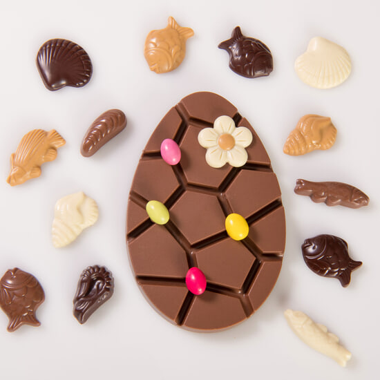 Oeuf de Pâques Chocolat Lait Praliné Coffret de 100g