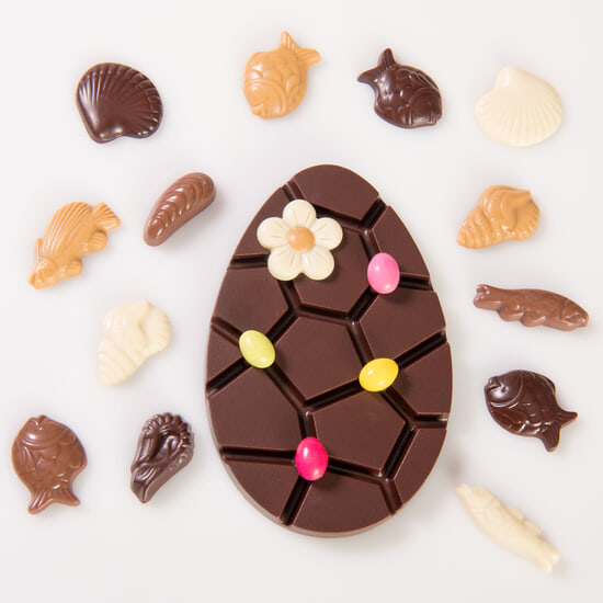 Oeuf de Pâques Chocolat Noir Praliné Coffret de 100g