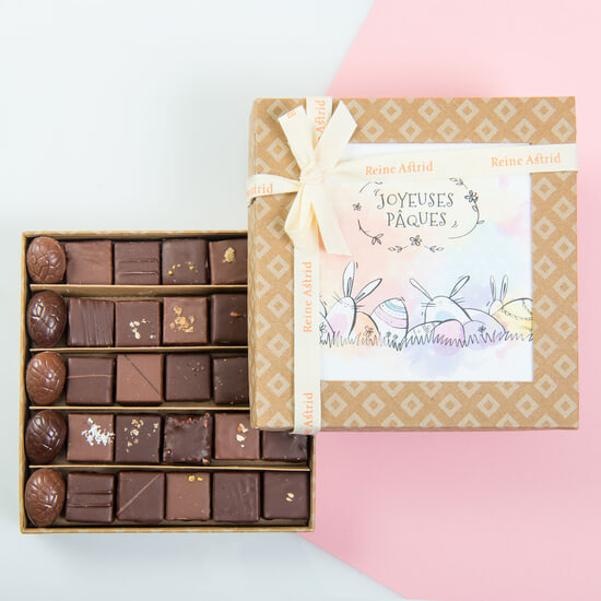 A La Reine Astrid Assortiment Chocolats Noir & Lait Pâques Coffret de 25 Chocolats