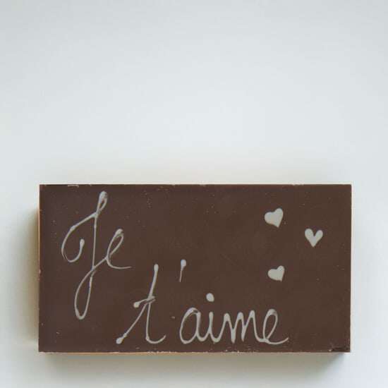 A La Reine Astrid Tablette Message Chocolat Noir Je t'aime 100g A La Reine Astrid Tablette Message Chocolat Noir Je t'aime 100g