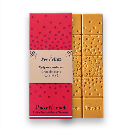 Vincent Durant Tablette Chocolat Blanc Caramélisé Crêpe Dentelle 85g Vincent Durant Tablette Chocolat Blanc Caramélisé Crêpe Dentelle 85g